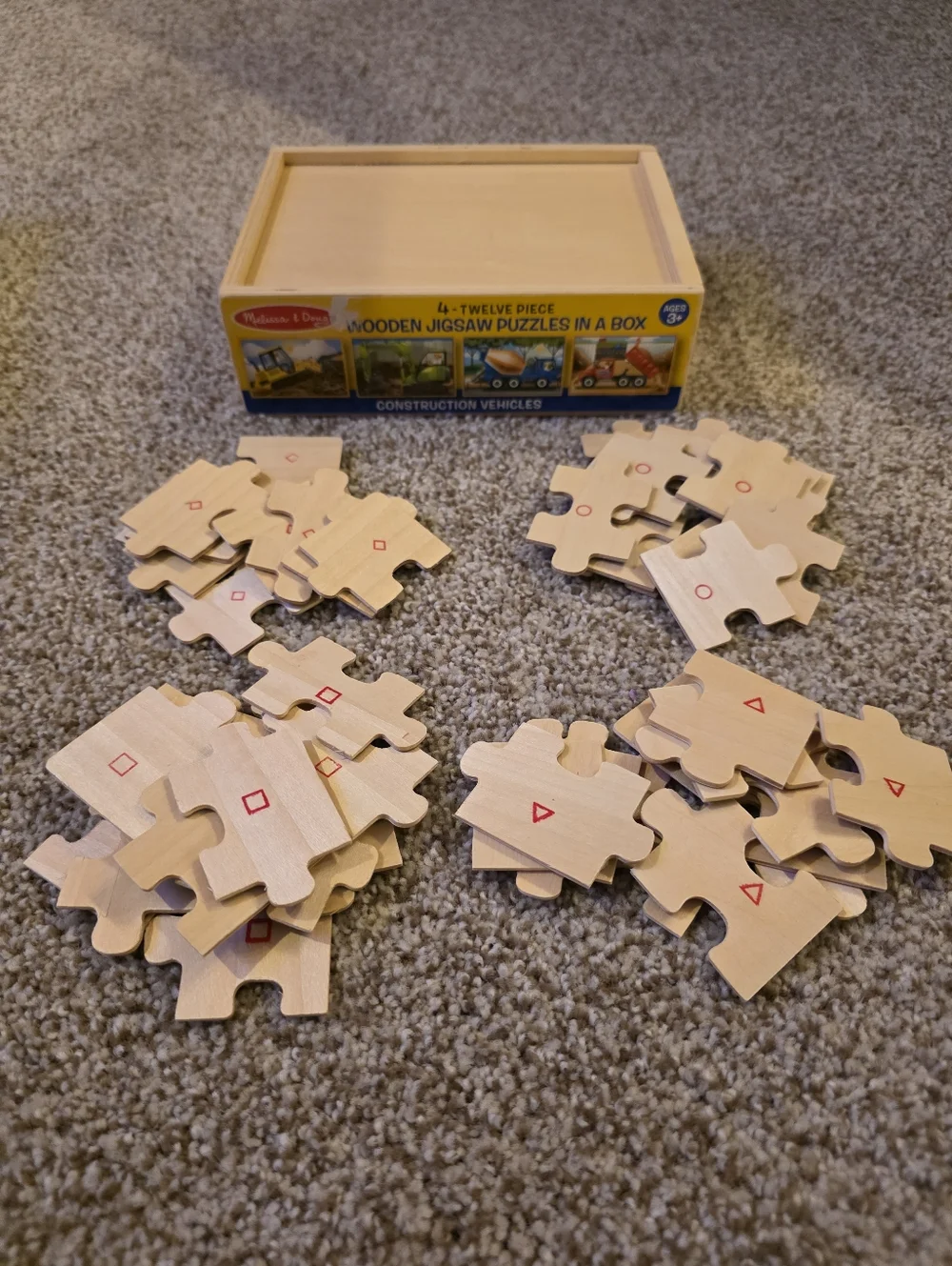 Melissa & Doug 4 Construction 12 Piece & 2 Construction 24 Piece Wooden Puzzles